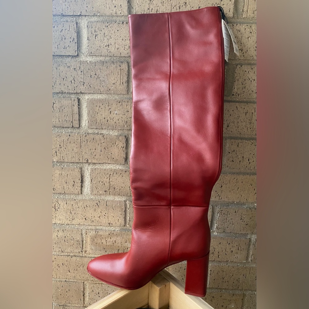 Zara over the knee (dark red/light burgundy) leather boots